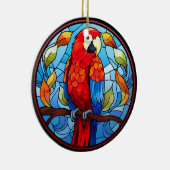 Zoet Glas in lood Scarlet Macaw Parrot Bird Keramisch Ornament (Rechts)