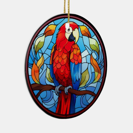 Zoet Glas in lood Scarlet Macaw Parrot Bird Keramisch Ornament (Rechts)