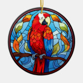 Zoet Glas in lood Scarlet Macaw Parrot Bird Keramisch Ornament (Voorkant)