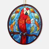 Zoet Glas in lood Scarlet Macaw Parrot Bird Keramisch Ornament (Links)