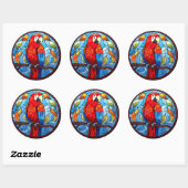 Zoet Glas in lood Scarlet Macaw Parrot Bird Ronde Sticker (Vel)