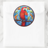 Zoet Glas in lood Scarlet Macaw Parrot Bird Ronde Sticker (Tas)