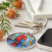 Zoet Glas in lood Scarlet Macaw Parrot Bird Sleutelhanger (Voorkant Rechts)
