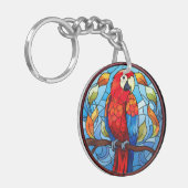 Zoet Glas in lood Scarlet Macaw Parrot Bird Sleutelhanger (Voorkant Links)