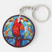 Zoet Glas in lood Scarlet Macaw Parrot Bird Sleutelhanger (Achterkant)