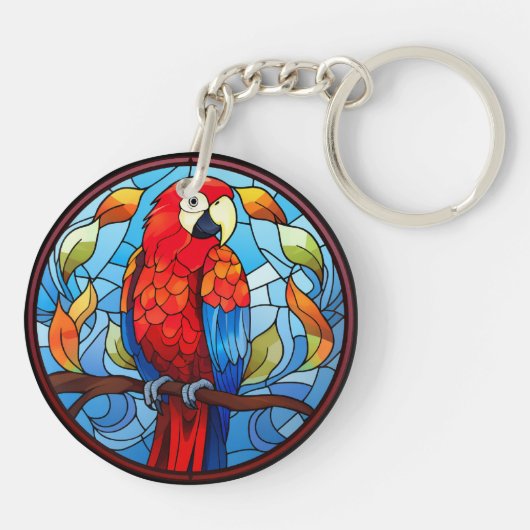 Zoet Glas in lood Scarlet Macaw Parrot Bird Sleutelhanger (Achterkant)