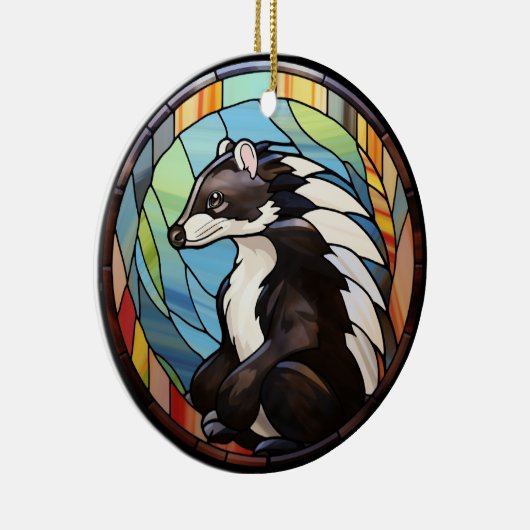 Zoet Glas in lood Skunk Keramisch Ornament (Rechts)