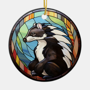Zoet Glas in lood Skunk Keramisch Ornament