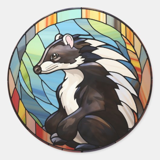 Zoet Glas in lood Skunk Ronde Sticker (Voorkant)