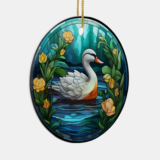 Zoet Glas in lood Wilde Eenden Keramisch Ornament (Rechts)