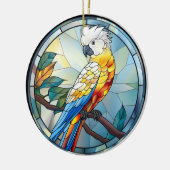Zoet Glas in lood Witte Kaketoe Papegaai Vogel Keramisch Ornament (Links)