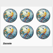 Zoet Glas in lood Witte Kaketoe Papegaai Vogel Ronde Sticker (Vel)