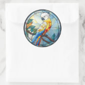 Zoet Glas in lood Witte Kaketoe Papegaai Vogel Ronde Sticker (Tas)