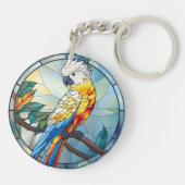 Zoet Glas in lood Witte Kaketoe Papegaai Vogel Sleutelhanger (Achterkant)