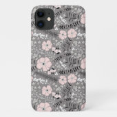Zoet grijs roze wit patroon bloemen Case-Mate iPhone case (Achterkant)