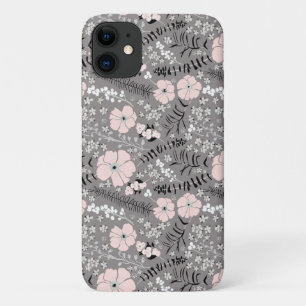 Zoet grijs roze wit patroon bloemen Case-Mate iPhone case