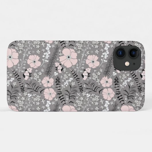 Zoet grijs roze wit patroon bloemen Case-Mate iPhone case (Achterkant (horizontaal))