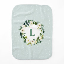 Zoet groen bloemenkrans monogram