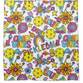 Zoet, Groovy, retro 90, wit Douchegordijn (Voorkant)