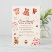 Zoet Hartjes Baby Shower QR Code Uitnodiging (Staand voorkant)