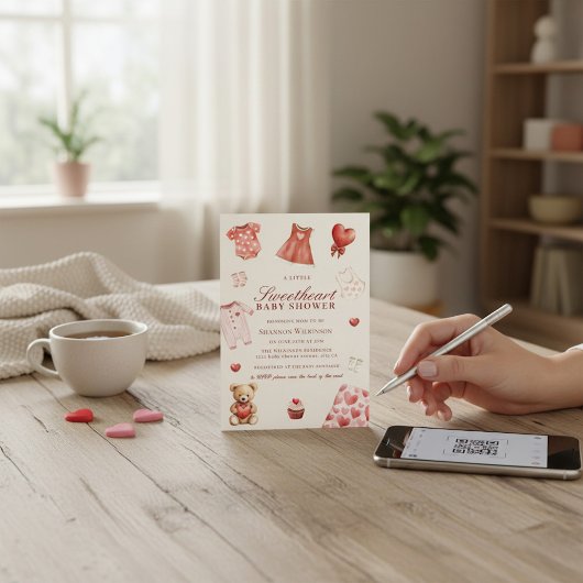 Zoet Hartjes Baby Shower QR Code Uitnodiging