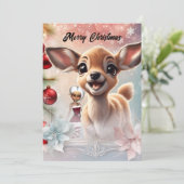 Zoet hert en schattige elfen feestdagenkaart (Staand voorkant)