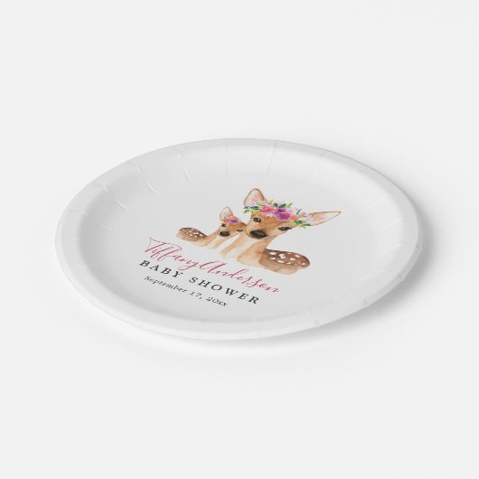 Zoet Herten Mam En Baby Bloemen Baby shower Bord (Gekanteld)