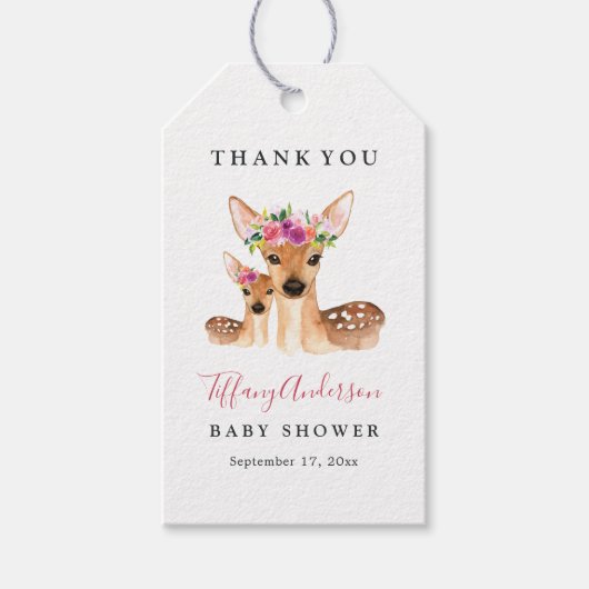 Zoet Herten Mam En Baby Bloemen Baby shower Labels Cadeaulabel (Voorkant)