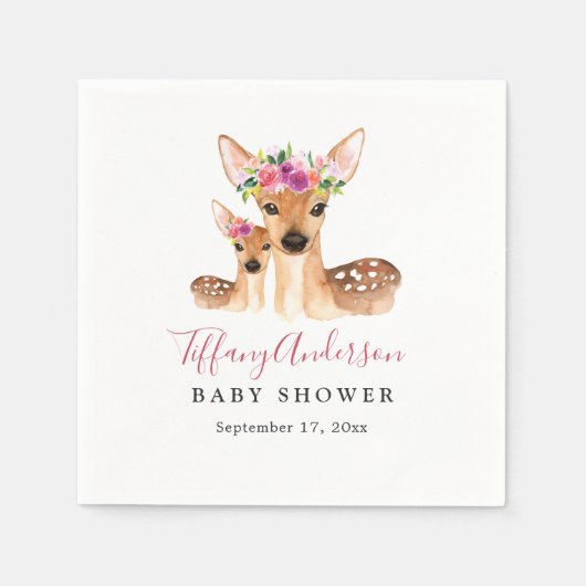 Zoet Herten Mam En Baby Bloemen Baby shower Servet (Voorkant)