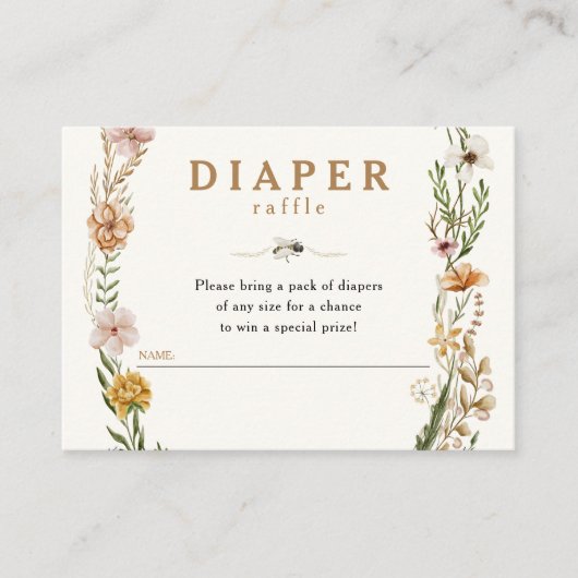 Zoet het Baby shower "Bene Floral Diaper" Informatiekaartje (Voorkant)