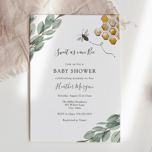 Zoet het mogelijke Eucalyptus Baby shower Invitati Kaart