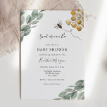 Zoet het mogelijke Eucalyptus Baby shower Invitati Kaart<br><div class="desc">Bijenthema baby shower-uitnodiging om mama te vereren! Het ontwerp is voorzien van gele honingraten en goudhoningraten en Eucalyptus met een bijenafbeelding. Pas uw informatie aan of klik op "Klik om verder aan te passen" om tekenstijlen,  grootte en kleuren te bewerken.</div>