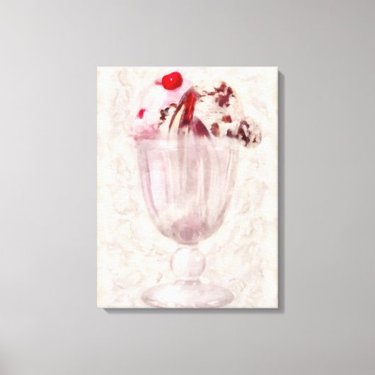Zoet - Ijs - Ijs sundae Canvas Afdruk (Voorkant)