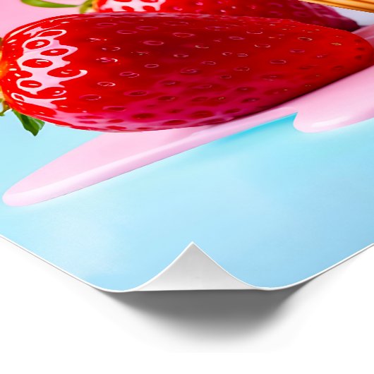 Zoet ijsje met aardbeien Glanzend Poster (Hoek)