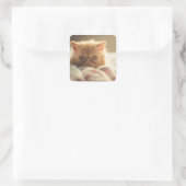 Zoet kat blijf warm vierkante sticker (Tas)