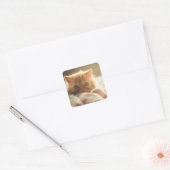 Zoet kat blijf warm vierkante sticker (Envelop)