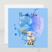 Zoet Klein Lam Blauwe Hyrangea Plein Dank je wel Kaart (Voorkant / Achterkant)