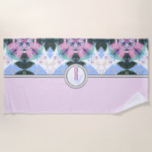 Zoet kleurrijk geometrisch patroon monogram strandlaken (Voorkant)