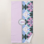 Zoet kleurrijk geometrisch patroon monogram strandlaken (Voorkant)