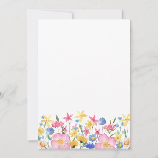 Zoet Kleurrijk Wildflower Bloemen Baby shower Kaart (Achterkant)