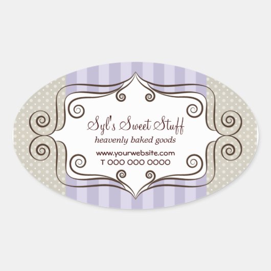 Zoet Lila en Polka Dots Ovale Sticker (Voorkant)