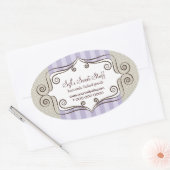 Zoet Lila en Polka Dots Ovale Sticker (Envelop)