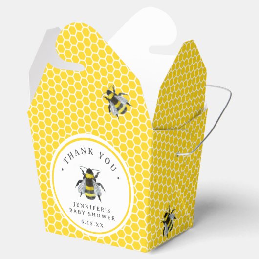 Zoet  Mama-to-Bee geel Baby shower Bedankdoosjes (Geopend)