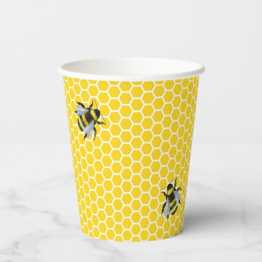 Zoet  Mama-to-Bee geel Baby shower Papieren Bekers (Achterkant)