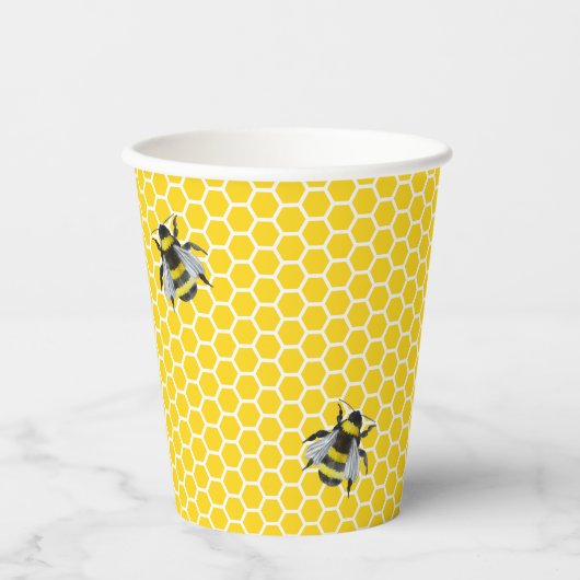 Zoet  Mama-to-Bee geel Baby shower Papieren Bekers (Voorkant)