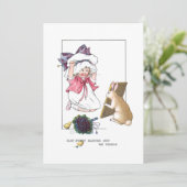 Zoet  meisje met Pasen Bonnet en Bunny Feestdagenkaart (Staand voorkant)