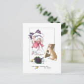 Zoet  meisje met Pasen Bonnet en Bunny Feestdagenkaart (Staand voorkant)