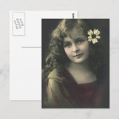 Zoet meisje met ventilator briefkaart (Voorkant / Achterkant)