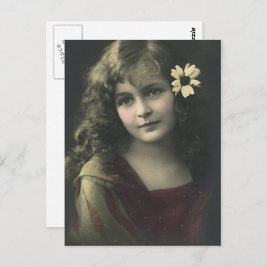 Zoet meisje met ventilator briefkaart (Voorkant / Achterkant)