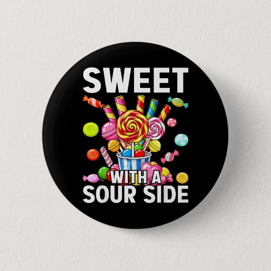 Zoet Met Een Zure Kant Grappige Snoepplek Lekker Ronde Button 5,7 Cm (Voorkant)